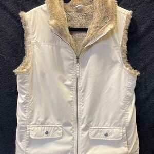 Women's Cream Faux Fur Lined Vest
